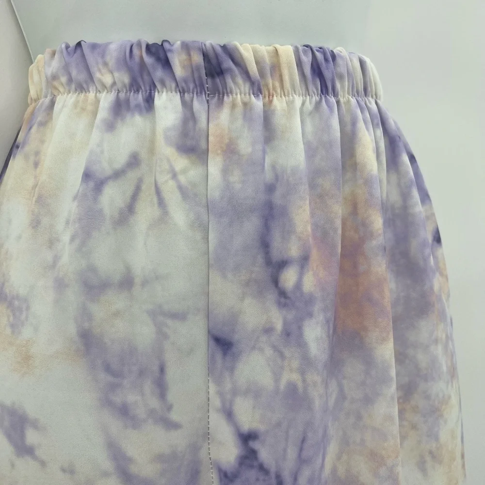 Boohoo Lilac Satin Tie Dye Pants Size 6